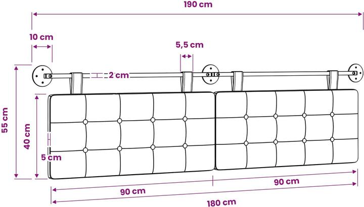 Actual product image vidaXL Schlafzimmer-Kopfteil (190 x 5 x 5 cm)