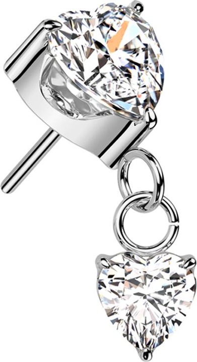 Actual product image Star Piercing Threadless silber Herz Kristall gefasst silber Anhänger Kristallherz silber (without brass, Titanium G23)