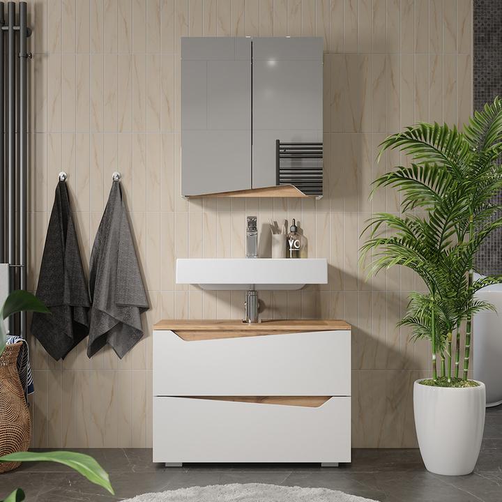 Produktbild Vichy Spiegelschrank Marelle, Weiss/Artisan, 60 x 67 cm mit höhenverstellbarem Einlegeboden