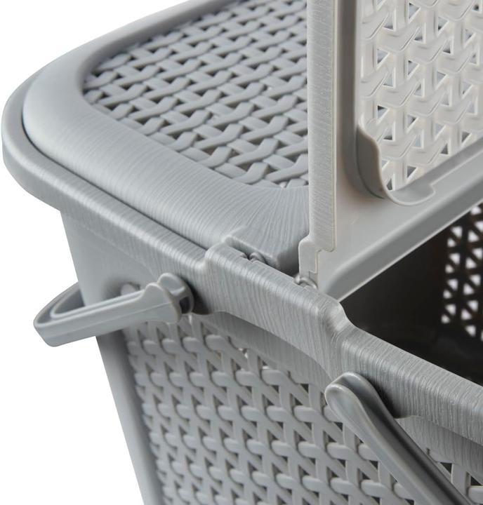 Actual product image keeeper Picnic basket "inka", 28 litres, nordic-grey Shopping basket with lid, in rattan look, 2 handles