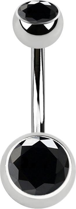 Produktbild Star Piercing Banane silber mit zwei Kugeln Kristall schwarz (Chirurgenstahl 316L, ohne Messing)
