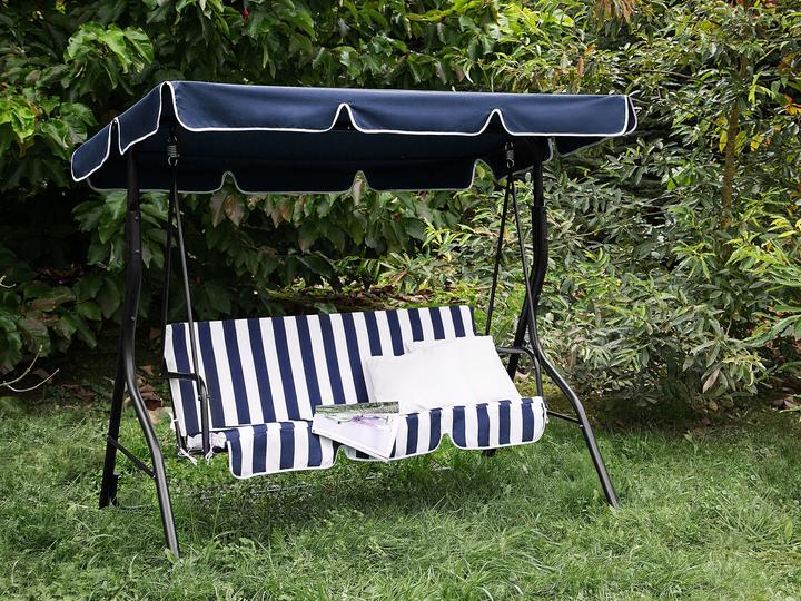 Actual product image Beliani Hollywood Swing Sun Canopy Blue / White CHAPLIN