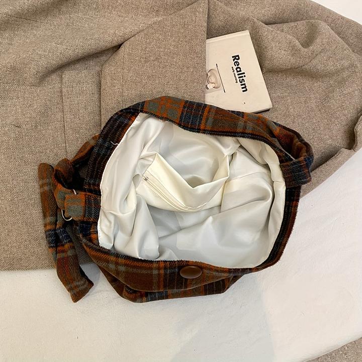 Immagine prodotto Only-Bags.Store Borsa a tracolla casual a scacchi con chiusura magnetica, tracolla regolabile e fodera in