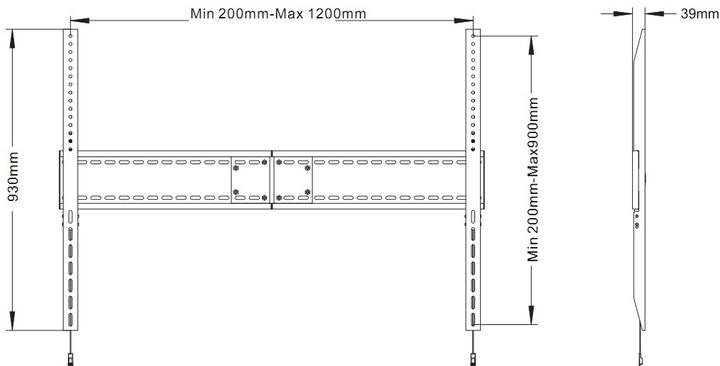 Produktbild Multibrackets HAGOR MB 100 HD - Klammer - für Flachbildschirm - Schwarz - Bildschirmgrösse: 152 (Wand, 125 kg, 60" - 110")