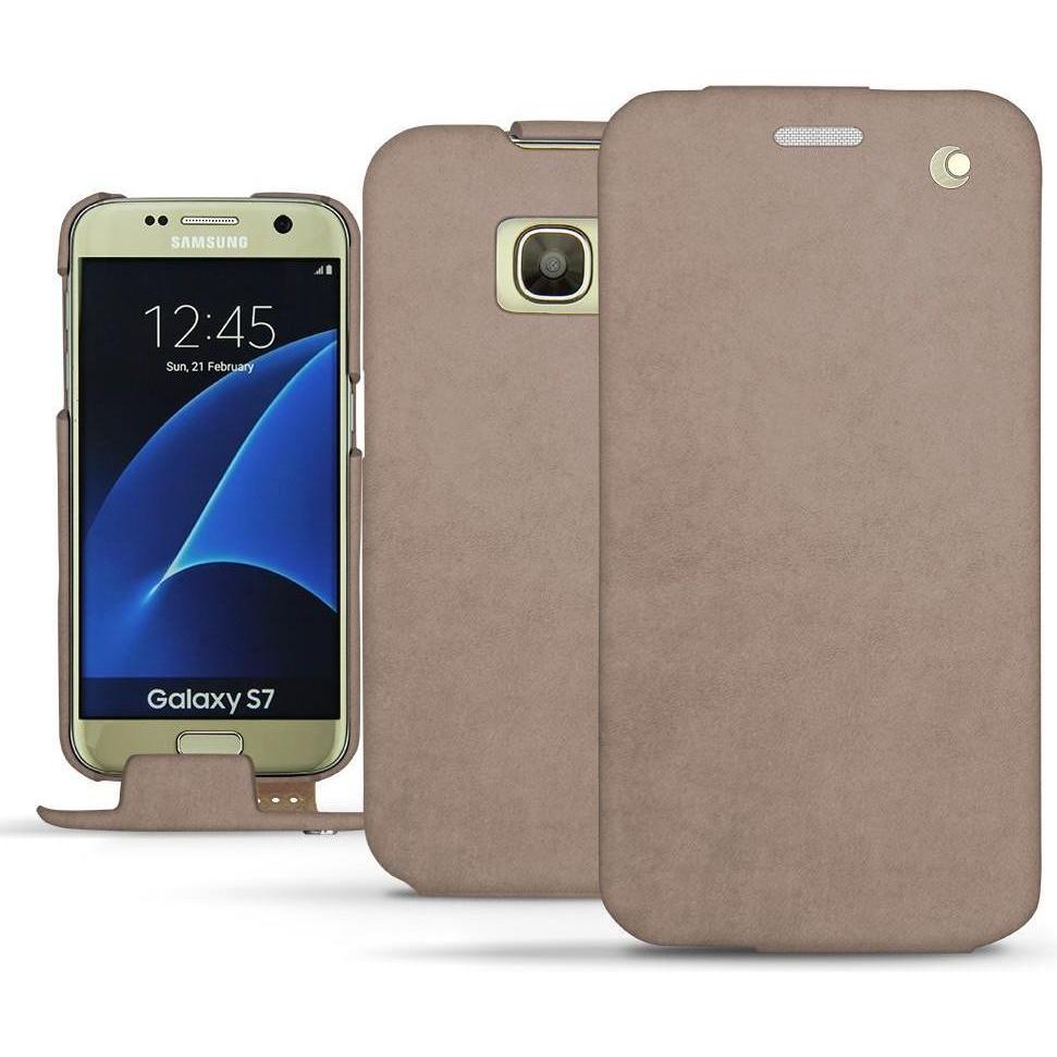 Noreve Lederschutzhülle vertikal (Samsung Galaxy S7), Smartphone Hülle, Beige