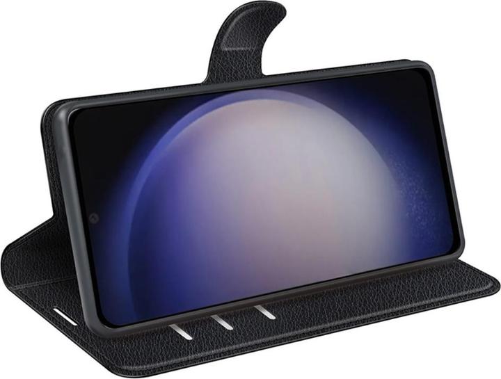 Produktbild Apfelkiste Samsung Galaxy S24 Leder Flip Cover Litchi Look, Schwarz (Samsung Galaxy S24)