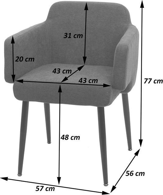 Produktbild Mendler 6er-Set Esszimmerstuhl HWC-L13, mit Armlehne, Stoff/Textil Metall - anthrazit