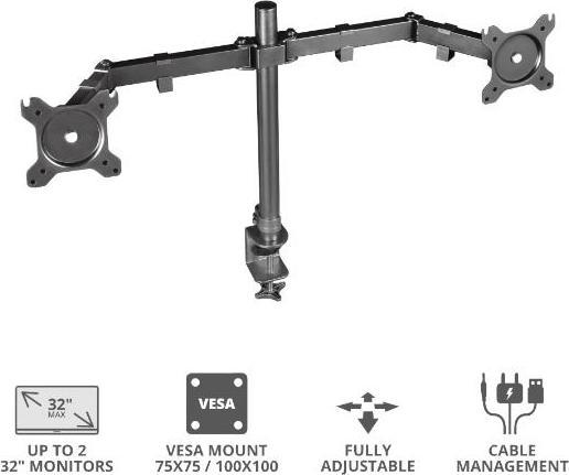 Produktbild Trust Tischhalterung GXT 1120 Mara Dual bis 16 kg – Grau (Tisch, 32", 16 kg)