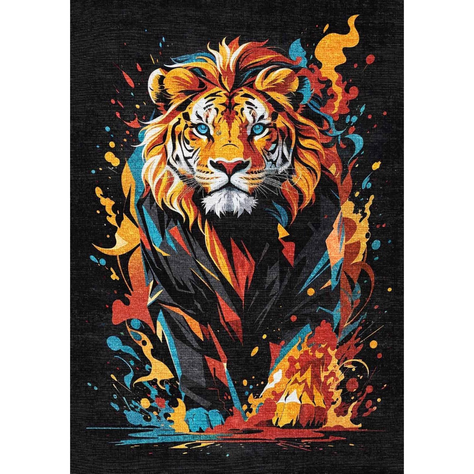 Bamyum, Tappetino da gioco, Lions Bedruckter Gaming Teppich Chenille-Druck Maschinell Hergestellt 120 x 180 cm