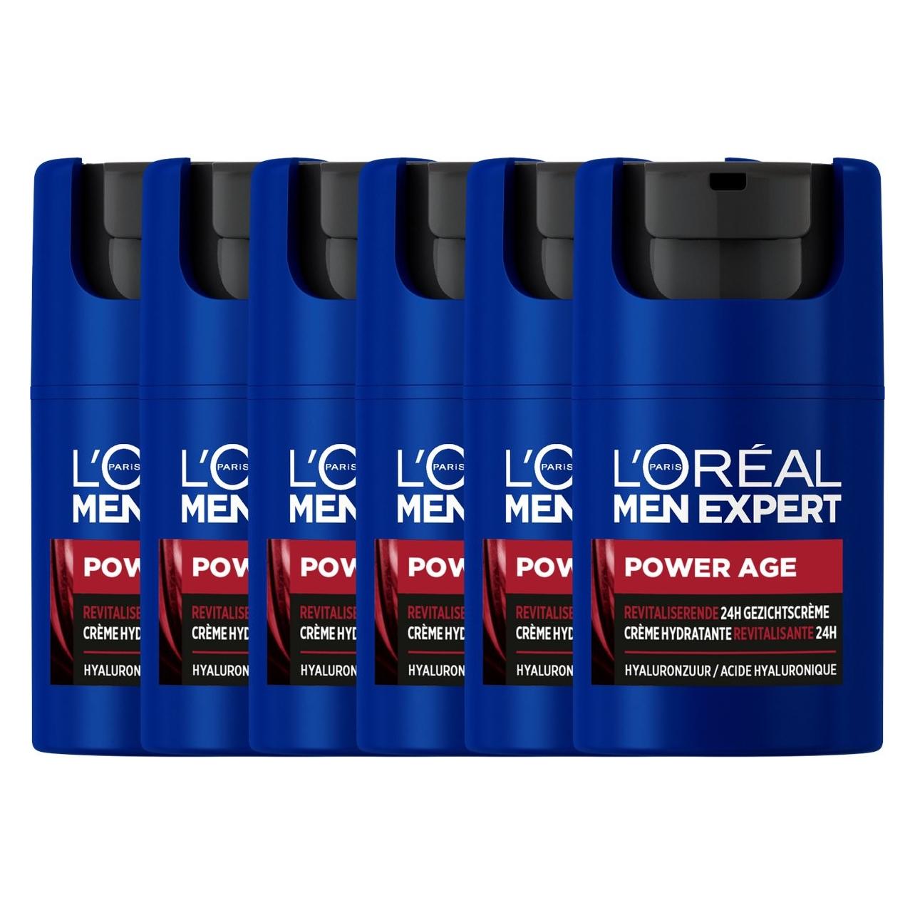 L'Oréal Paris, Oogzorg, 6x L'OrÃal Men Expert Power Age Revitaliserende 24H GezichtscrÃ¨me 50 Ml (Oogverzorgingscrème, Dag + Nacht, 50 ml)