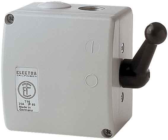 Elektra Lastschalter 3p 15kW Wendeschalter 45A Komplettger im Geh IP65 Kipphebel