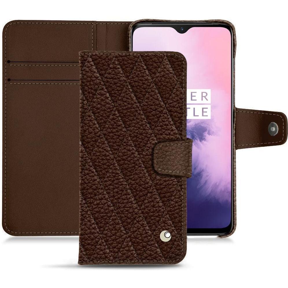 Noreve Lederschutzhülle Wallet (OnePlus 7), Smartphone Hülle, Braun