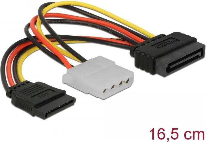 Actual product image Delock Cable Power SATA 15 pin male > Molex 4 pin female + SATA 15 pin female (16.50 cm, 15 pin S-ATA, 4 pin Molex)