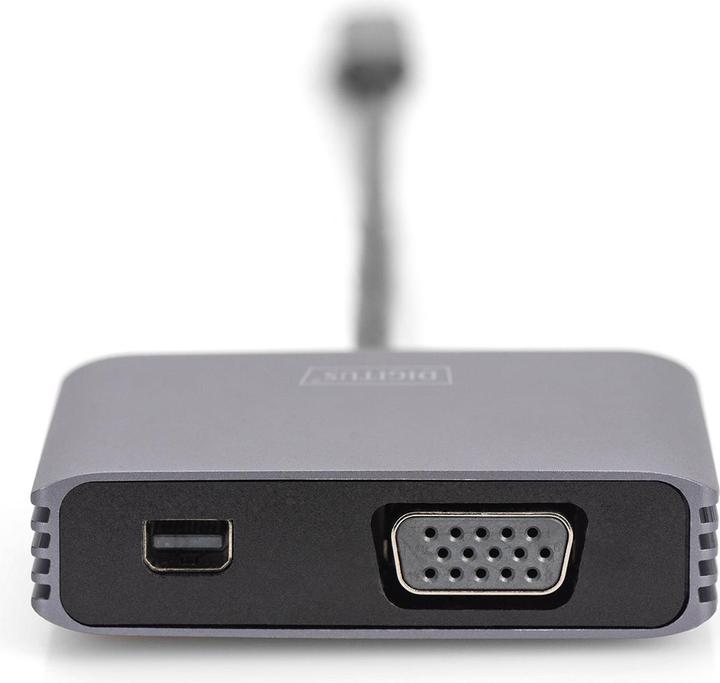 Produktbild Digitus USB-C™ 4K 2in1 Mini DisplayPort + VGA Grafik-Adapter (Mini DP, VGA, 20 cm)