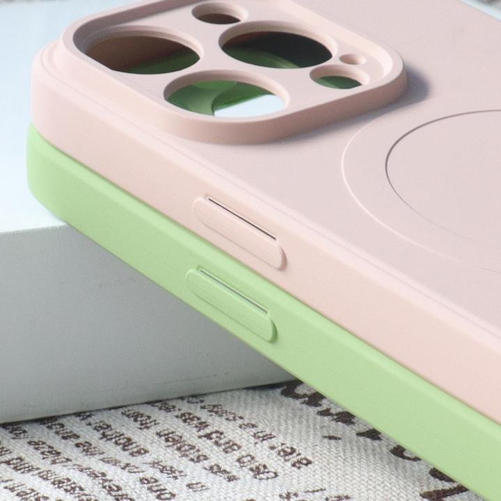Actual product image Hurtel MagSafe Compatible Silicone Case for iPhone 15 Pro Silicone Case - Blue (Apple iPhone 15 Pro)