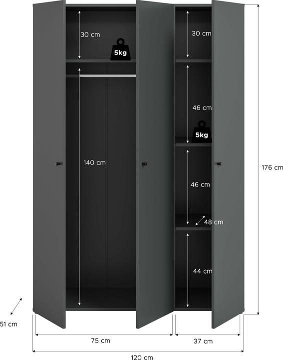 Produktbild Xonox Home Darwin (120 x 51 x 176 cm)
