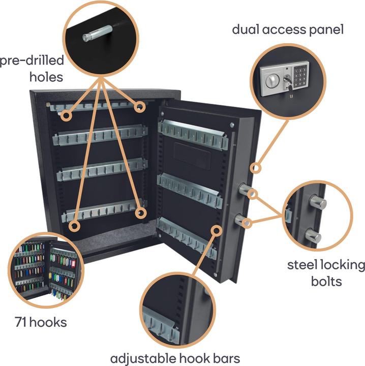 Produktbild Velleman SCHLÜSSELTRESOR - 45 x 36 x 12 cm - 71 Schlüssel