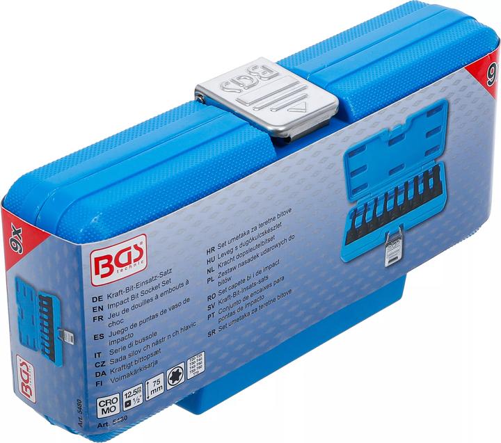 Produktbild BGS Kraft-Bit-Einsatz-Satz | Antrieb Innenvierkant 12,5 mm (1/2") | T-Profil (für Torx) T20 - T70 | 9... (Innensechsrund TX)