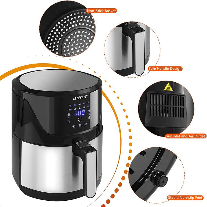 Immagine prodotto Llivekit Friggitrice ad aria calda XXL 5L, nero e argento