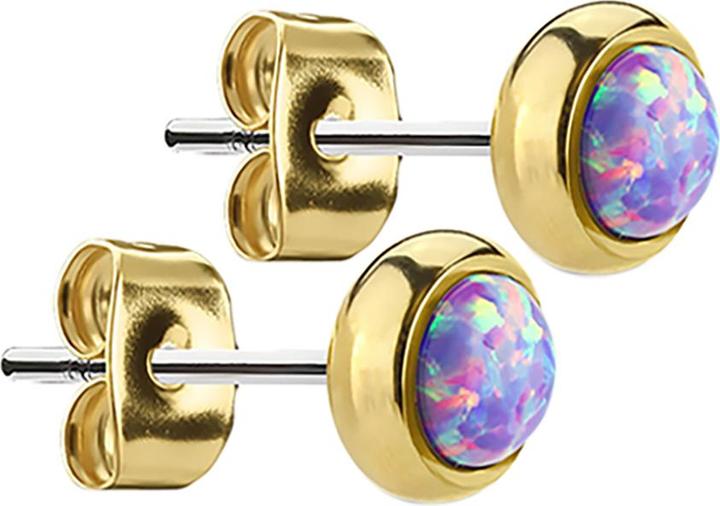 Image du produit Star Piercing Clous d'oreille plaqués or avec opale violette (sans laiton, Acier chirurgical 316L)