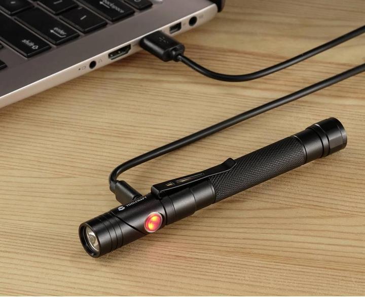 Produktbild Toolcraft 2 in 1 SMD LED Taschenlampe mit Stroboskopmodus, mit USB-Schnittstelle (14.20 cm, 250 lm)