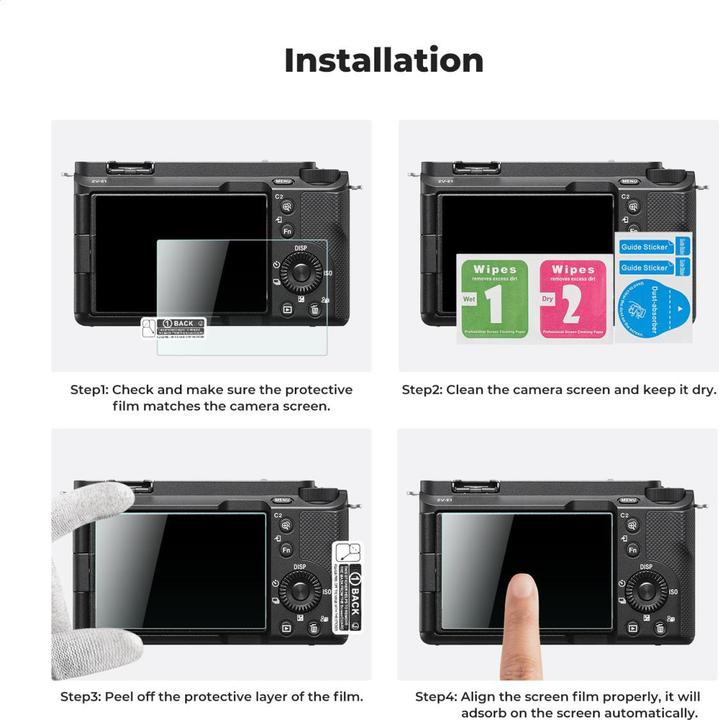 K&F Concept Camera Screen Protector*3, with Hot Shoe Level*3, for Sony ZV-E1, A7 IV, A6700, A7CII