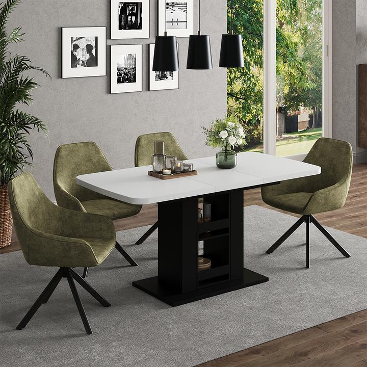 Produktbild Vicco Esstisch Fenaro, Weiss/Schwarz/Schwarz, 120 x 80 cm (120 x 80 x 76 cm)