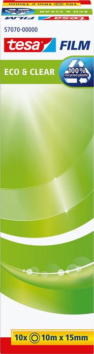 Produktbild tesa 10x tesafilm ECO & CLEAR, lösungsmittelfrei und alterungsbeständig (15 mm)
