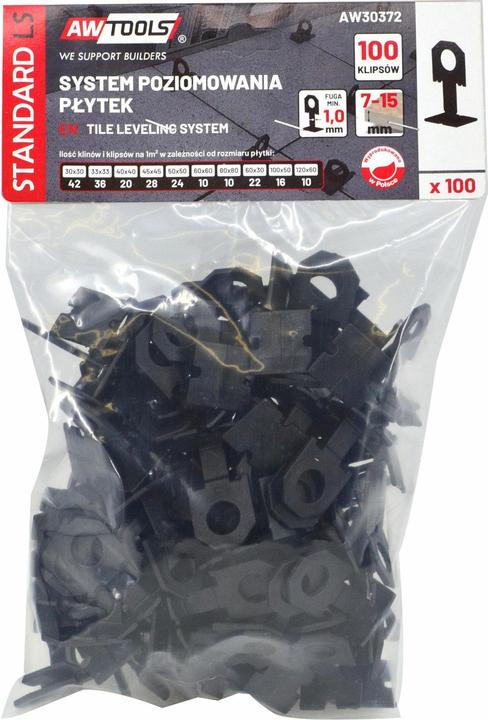 Awtools SISTEMA POZIOMOWANIA PŁYTEK STANDARD 1,0mm - 7-5mm - KLIPS 100szt.