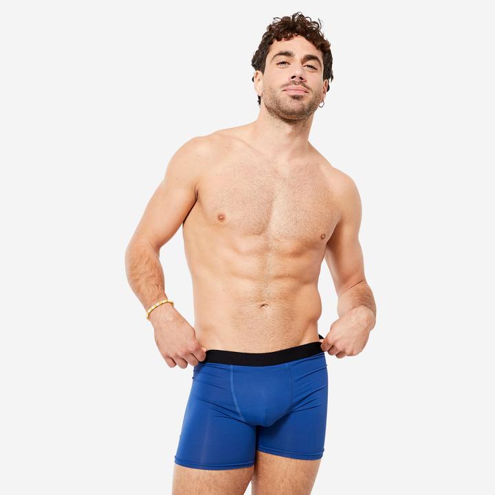 Actual product image Decathlon Functional pants boxer shorts men's breathable 3-pack - navy/blue/khaki (L, pack of 3)