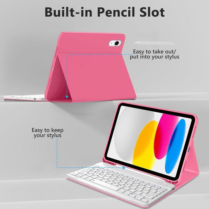 Produktbild Tech-Protect SC STIFT + TASTATUR FÜR IPAD 10,9” 10 / 2022 / 11” 11 / 2025 MAGENTA (Eng. Int., Apple iPad 2025 (11. Gen), Apple iPad Air 2022)