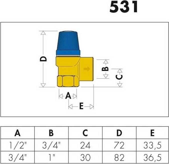 Immagine prodotto Caleffi Valvola di sicurezza a membrana da 1/2 pollice, 10 bar