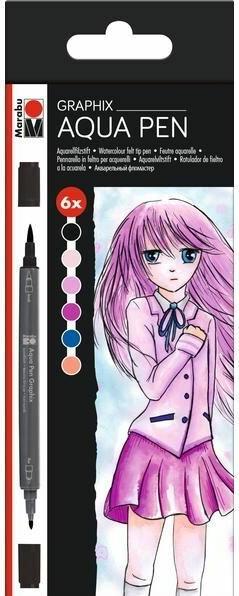 Marabu Aqua Pen Graphix Ka Ke Manga fibre-tip pens, 6 pieces (6x)
