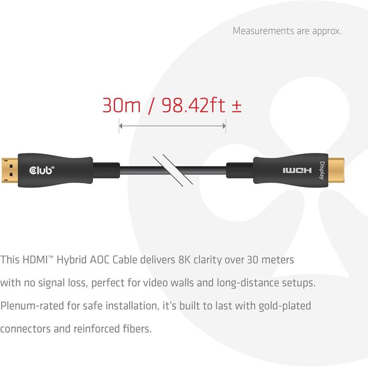 Actual product image Club 3D Club3D HDMI-Kabel A -> A 2.1 aktiv opt. 8K60Hz UHD 30 Meter retail (30 m)