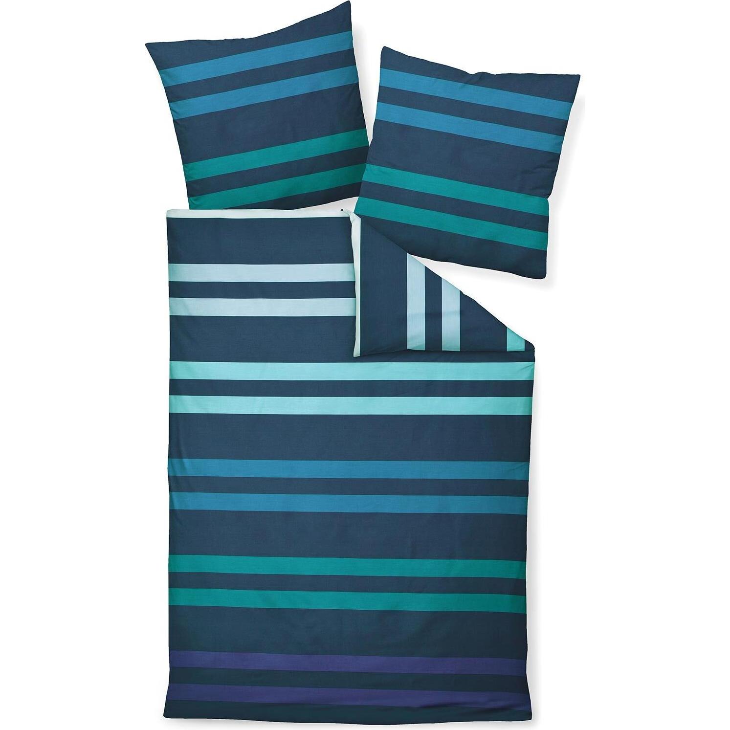 Janine, Bettwäsche, Mako-Satin Bettwäsche J.D. 87099 denimblau (Bettwäsche Set, 135x200 cm + 80x80 cm)