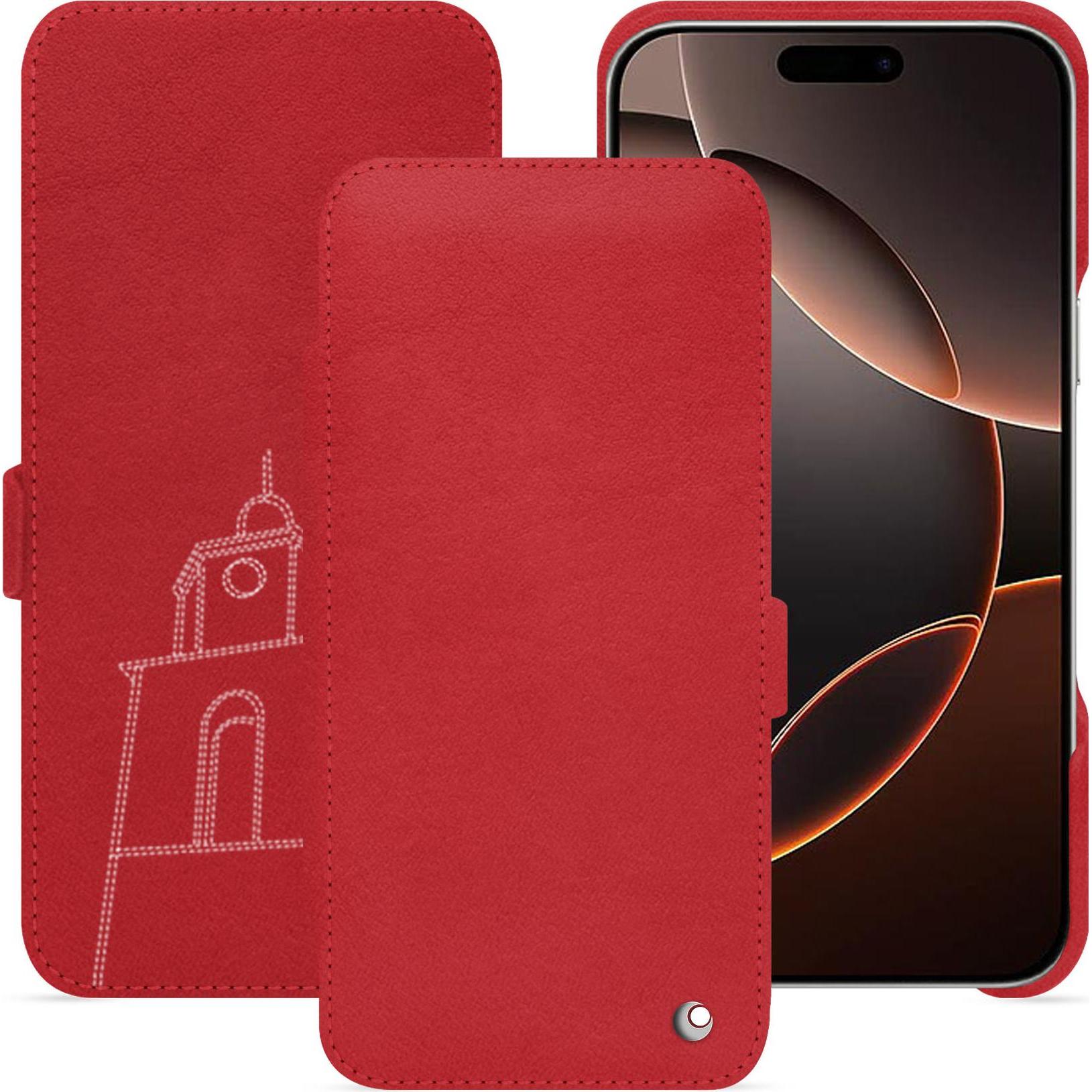 Thumbnail - Noreve Lederschutzhülle horizontal (Apple iPhone 16 Pro), Smartphone Hülle, Rot