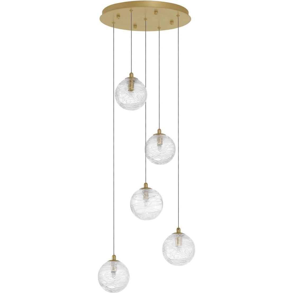 Nova Luce, Pendelleuchte, COEN Pendelleuchte G9 5-fach Gold 180x35cm dimmbar 9006044