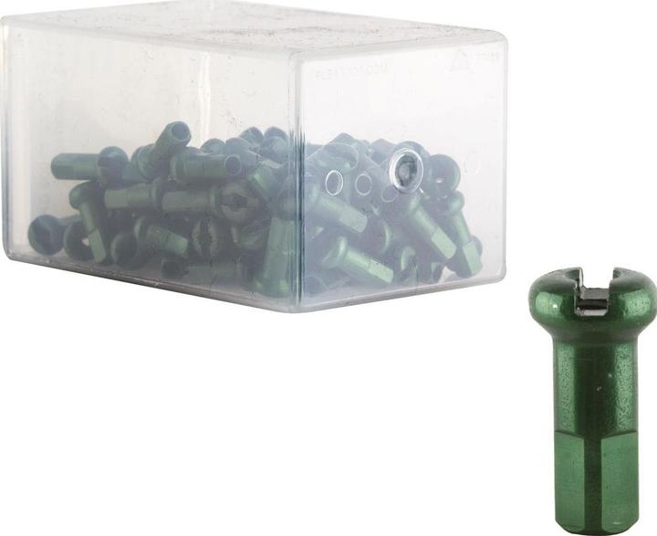 Productafbeelding DT Swiss Nippel standaard alu 2.0/12mm, groen, 100 stuks.