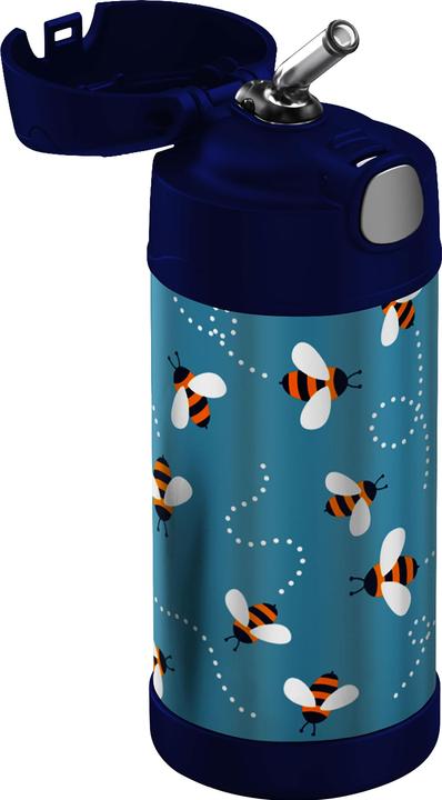 Produktbild Thermos Isolier-Trinkflasche FUNTAINER Straw Bottle, Bienen 0,35 L, doppelwandiger Edelstahl, Verschluss aus (0.35 l)