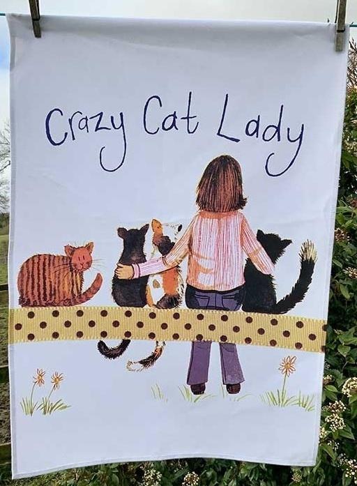 Crocodile Creek TT38 Crazy Cat Lady Kociara Küchentuch (45 x 65 cm)