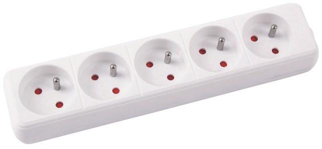 Office Products Rallonge, 5 prises, 5 m, avec mise à la terre, blanc (5x, 5 m)