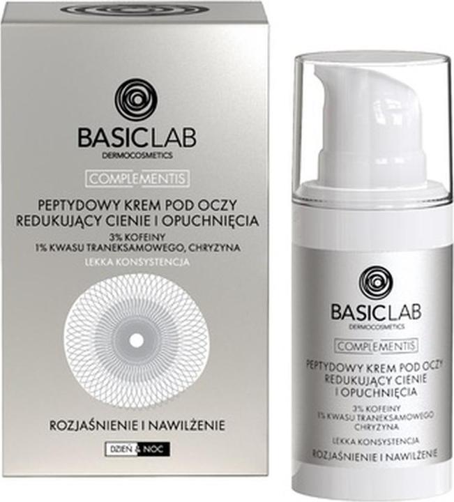 Actual product image BasicLab Complementis Peptide Eye Cream Reducing Dark Circles And Puffiness With 3% Caffeine. 1% (Eye care gel, 15 ml, Day)