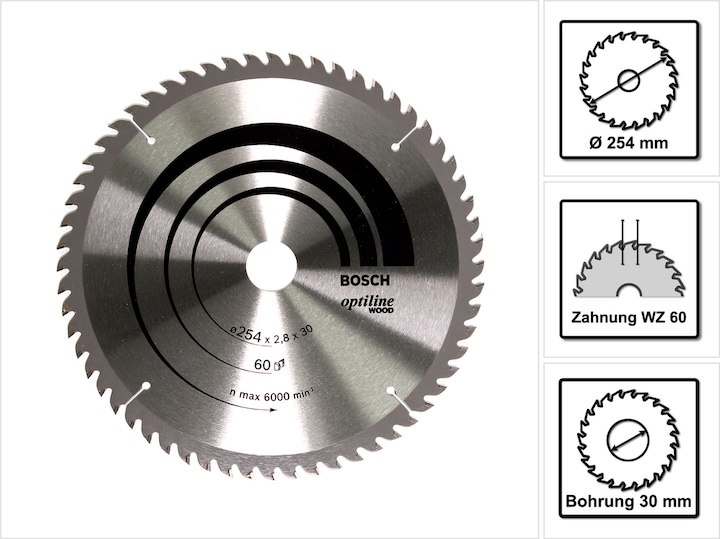 Immagine prodotto Bosch Professional Zubehör Lama per sega circolare PRO Wood, 254 x 2,8 x 30 mm