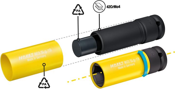 Produktbild HAZET Schlag-, Maschinenschrauber Steckschlüsseleinsatz ∙ Sechskant 903SLG-19 ∙ Vierkant12,5 mm (1/… (19 mm)