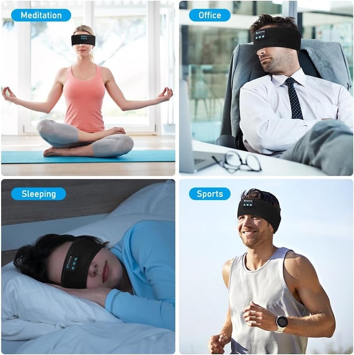 Image du produit Cbx Bandeau Bluetooth avec écouteurs, écouteurs de sommeil sans fil Noir (10 h)