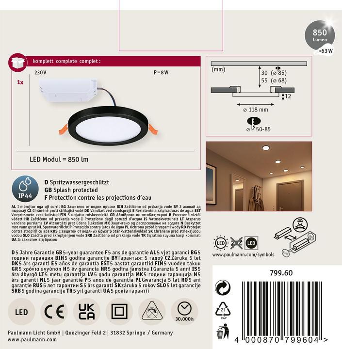 Produktbild Paulmann Einbaupanel Areo VariFit (850 lm)