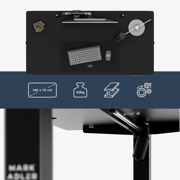 Image du produit Mark Adler Leader 7.3 Schwarz 140 cm elektrischer Schreibtisch