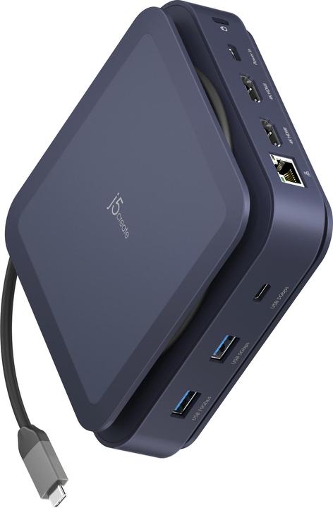 Produktbild j5Create JCD3196-N, Kabelgebunden, USB 3.2 Gen 2 (3.1 Gen 2) Type-C, 140 W, 1000 Mbit/s, Blau, Dark (USB-C)