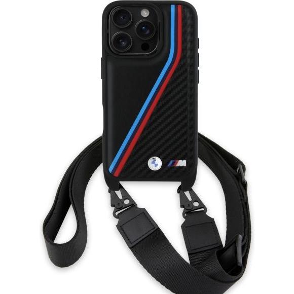 Thumbnail - BMW BMHCP16X23PSVTK iPhone 16 Pro Max 6.9" czarny/black hardcase M Edition Carbon Tricolor Lines (Apple iPhone 16 Pro Ma...
