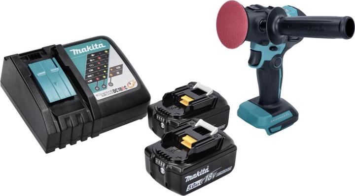 Produktbild Makita DPV 300 RT Akku Schleifer Polierer 18 V 50 / 80 mm Brushless + 2x Akku 5,0 Ah + Ladegerät (Exzenterpolierer)